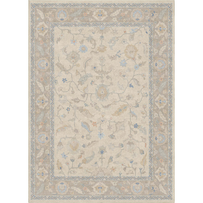 Bungalow Rose Adrith Mardin Modern Vintage Boho Cream Area Rug, Rectangle 5'3" x 7'3"