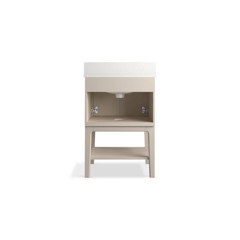Seagrove By Studio McGee 24 in. Bathroom Vanity Cabinet With Sink And Quartz Top, Brass, Light Clay
