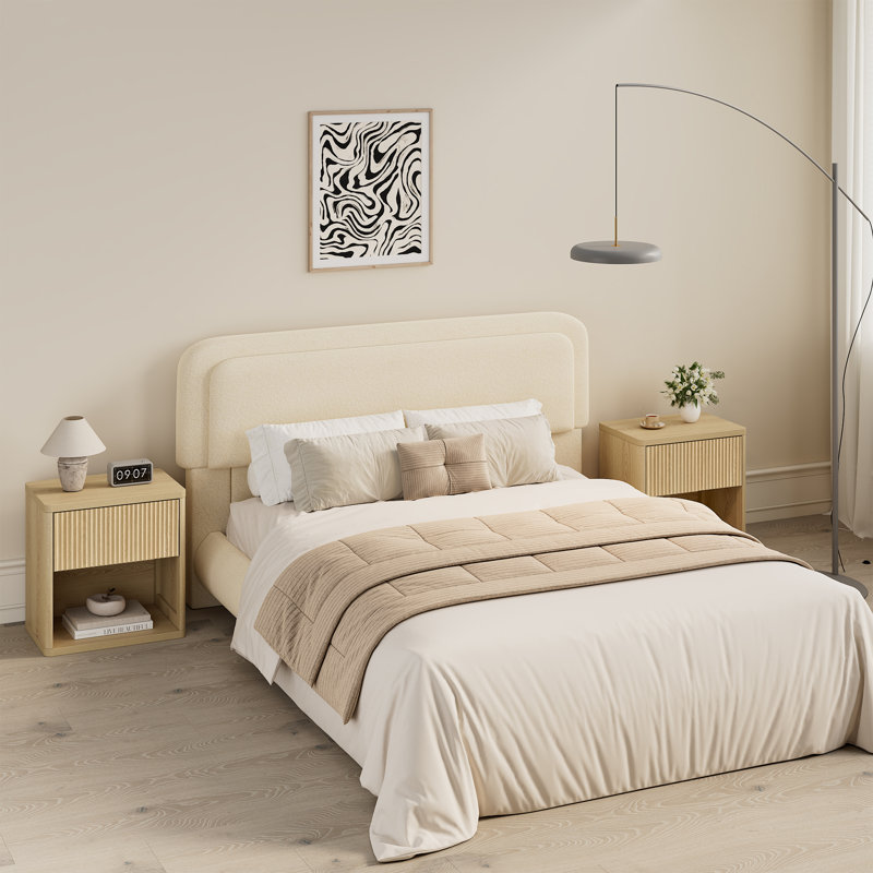 Modern Minimalist Style Large Capacity Nightstand With Hidden Drawer(set Of 2), Natural