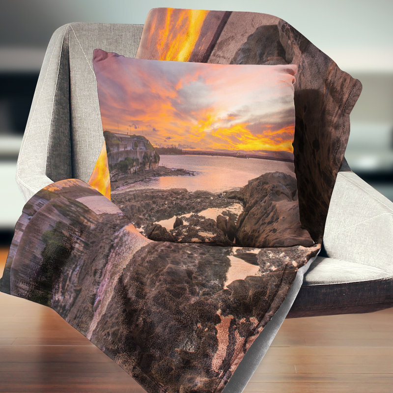 Coussin lombaire en mer coucher coucher de soleil coucher de soleil, Carrée 18 po x 18 po