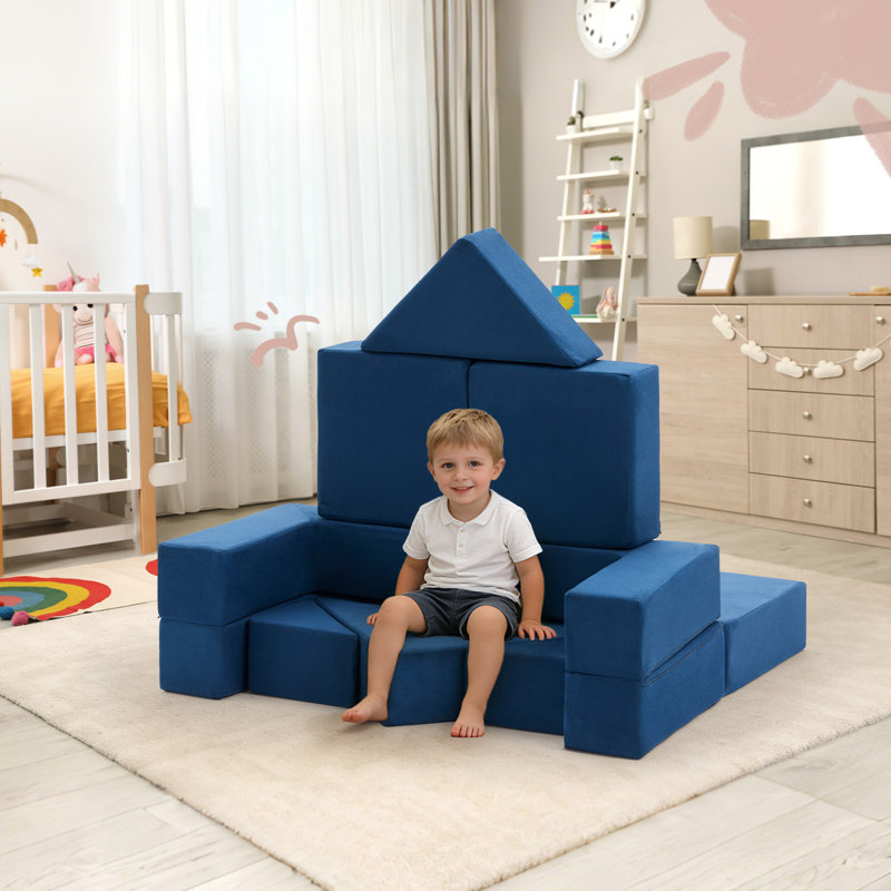 Kids and Toddler Play Couch, Convertible Folding Sofa,10 in 1 Multifunctional Modular Kids Sofa for Playing, Creativing, Sleeping
