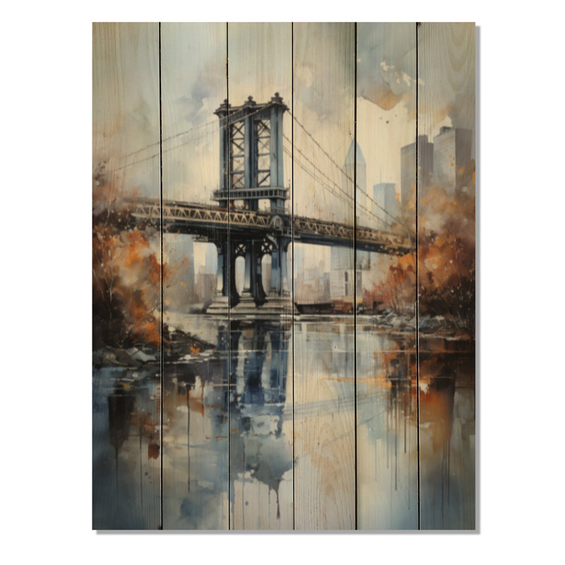 Pont gris Gray Urban Reflections II sur bois, H 32 po x l 24 po x P 0,78 po