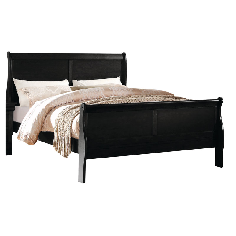 Amadis Wooden Sleigh Bed, Full, Brown