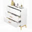 Armoire de rangement à 3 tiroirs de style nordique, commode moderne avec poignées or rose et base en bois massif, parfaite pour les petits espaces
