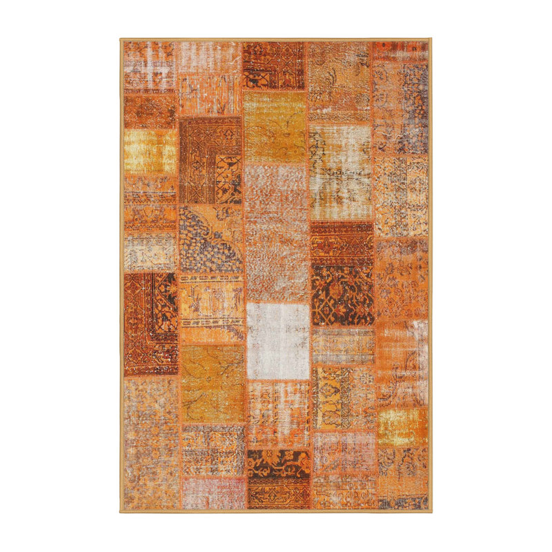 Tapis orange/brun/jaune contemporain, Rectangle 2 pi x 3 pi