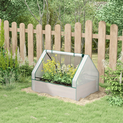 Lit de jardin avec mini serre, pot à fleurs extérieur galvanisé avec couvercle