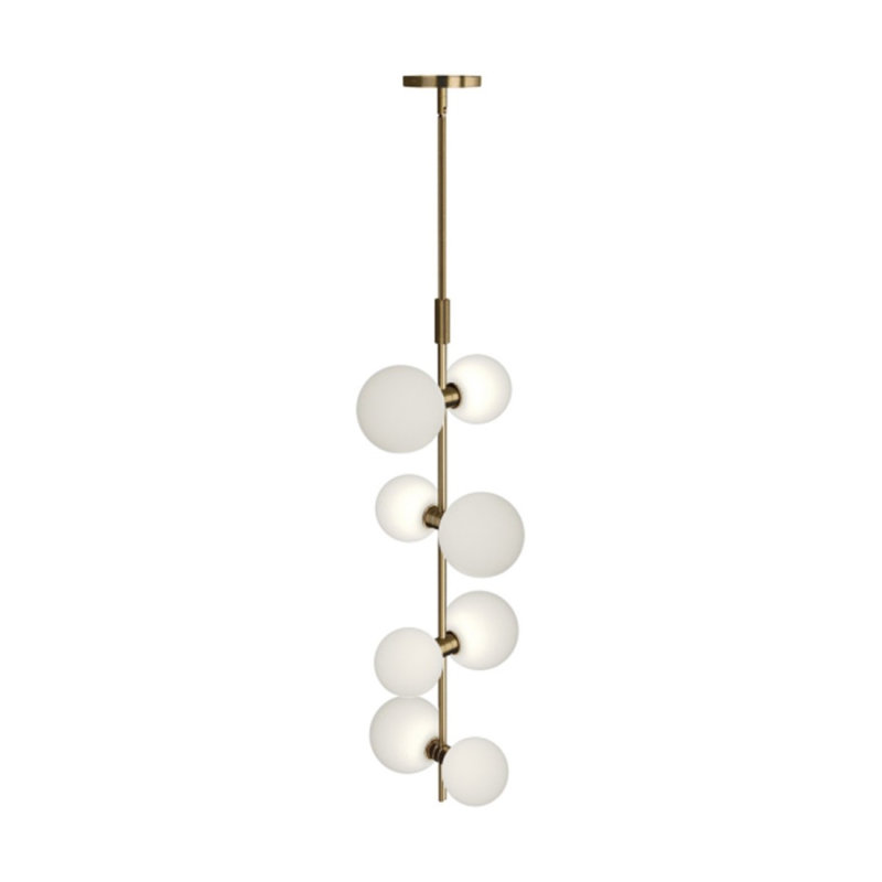 Lustre suspendu léger sur rail moderne, Laiton antique, Givré, 9” Length x 9” Width x 36” Height