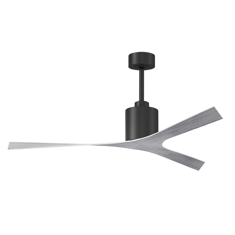56" Molly 3 - Blade Propeller Ceiling Fan with Wall Control, Matte Black, Barn Wood Tone