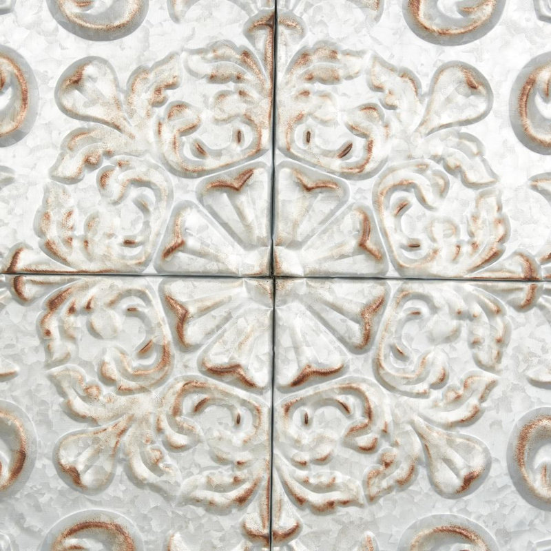 Metal Scroll Gray Wall Decor with Embossed Details
