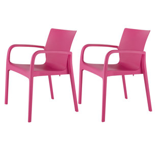 Alissa Resin Stacking Patio Dining Armchair (Set of 2)