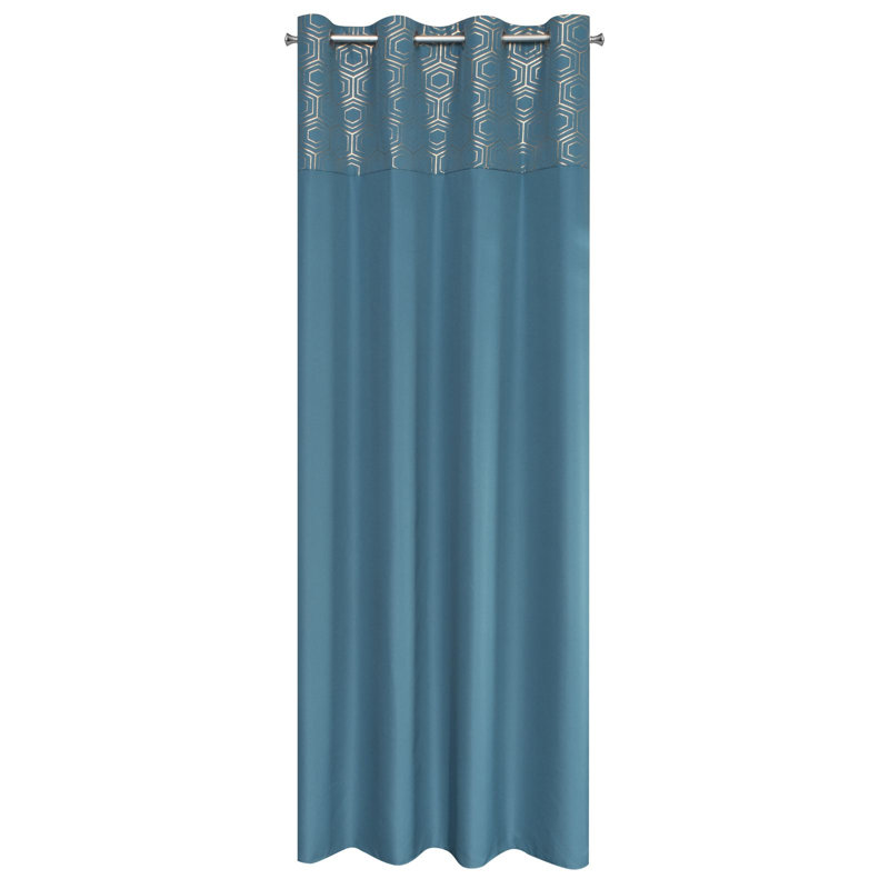 Tarren Eyelet Semi Sheer Single Curtain, Blue, 140 W x 250 D cm