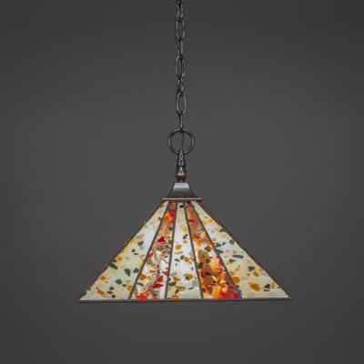 Chain Hung Pendant With Square Fitter Shown With 14" Fiesta Art Glass