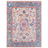 Wool Oriental Area Rug in Blue/Pink