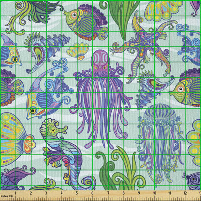 Deici Sea Life Colourful Jellyfish Seahorse Multi-Purpose Fabric
