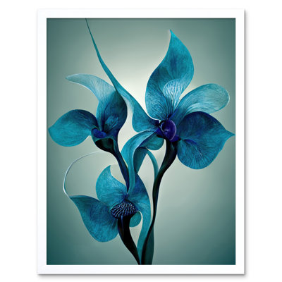 Elegant Teal Blue Orchid Flowers - Print