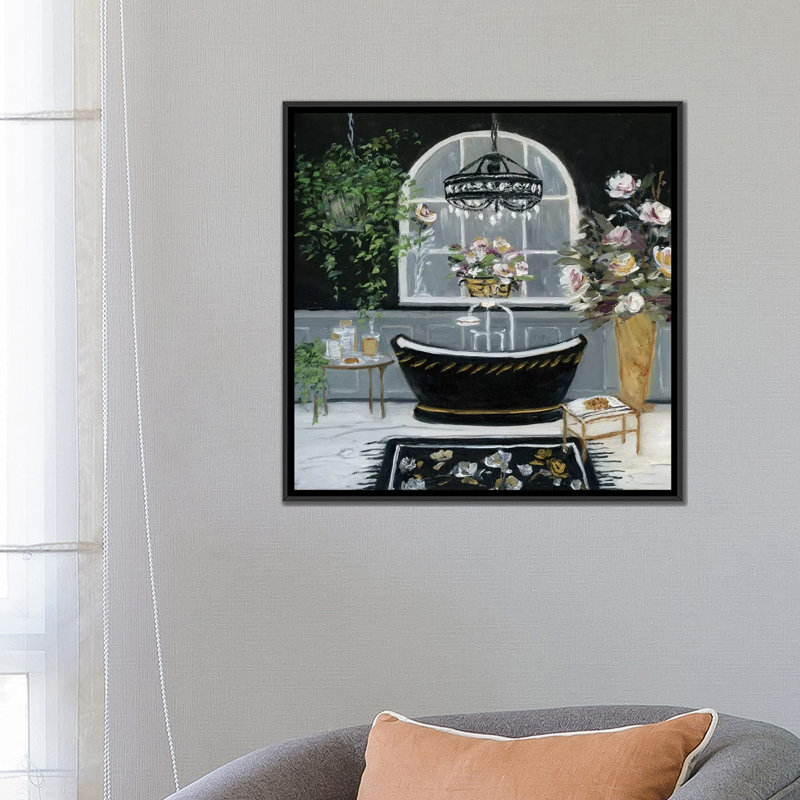Femme Noir Bath II by Sally Swatland - Gallery-Wrapped Canvas Giclée, 18" H x 18" W x 1.5" D, Black Framed Canvas, No Mat