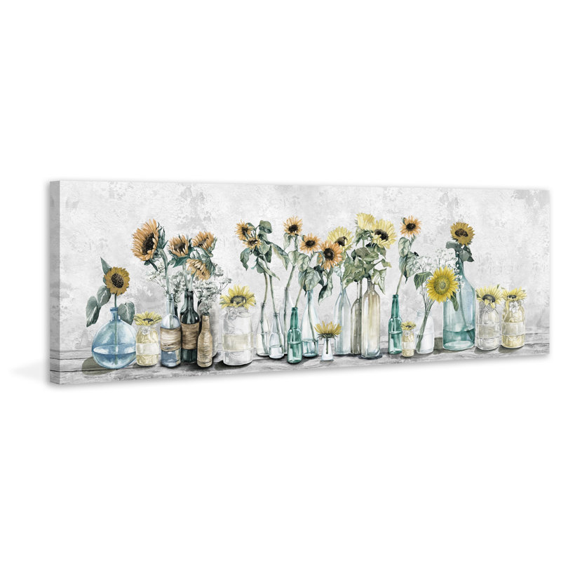 Sunflower Sets - Wrapped Canvas Painting, 51cm H x 152cm W x 3.81cm D