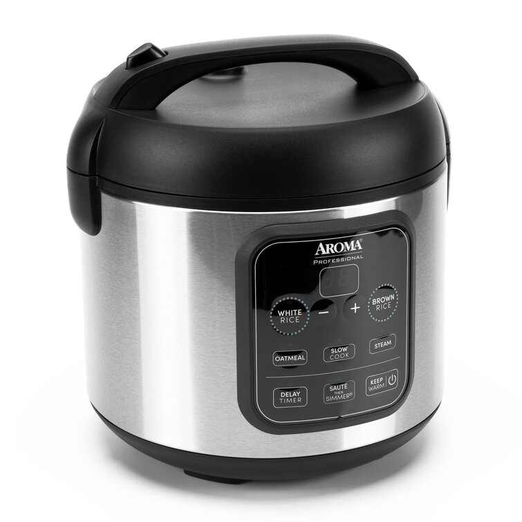 AROMA 8-Cup White Digital Rice Cooker in Black Control Panel ARC-914D - The  Home Depot