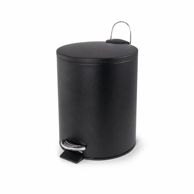 Décor Living Standard Modern Bathroom Step Trash Can Metal/Matte Black