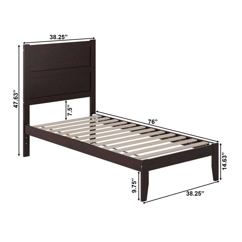  Teo Solid Wood Platform Bed, Twin, Espresso