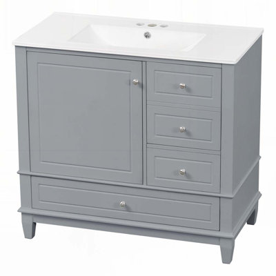 36" Bathroom Vanity with Ceramic Sink