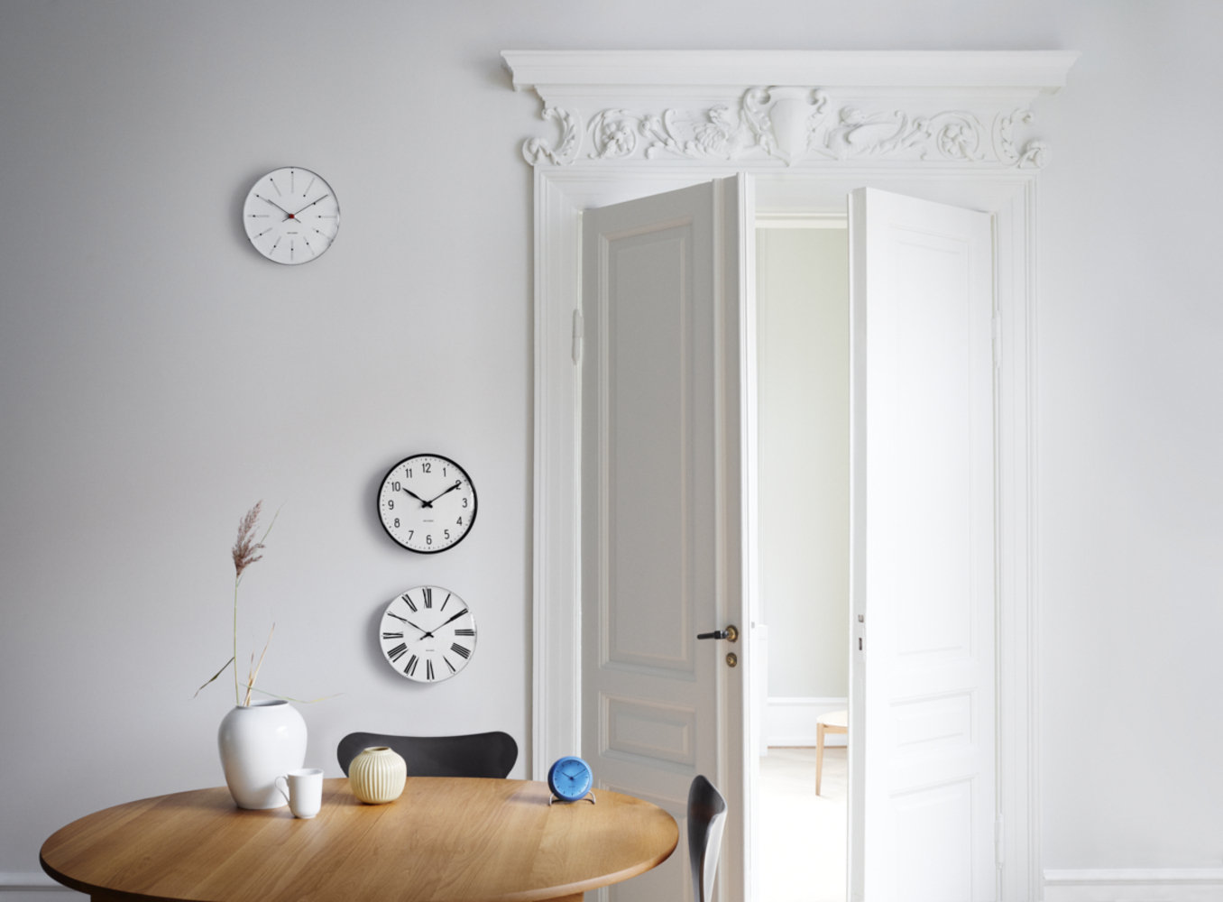 Bankers Metal Wall Clock, Medium, White/Black/Red