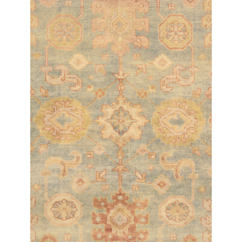 Light Blue Hand-Knotted Wool Oriental Area Rug 6'3" x 8'9"