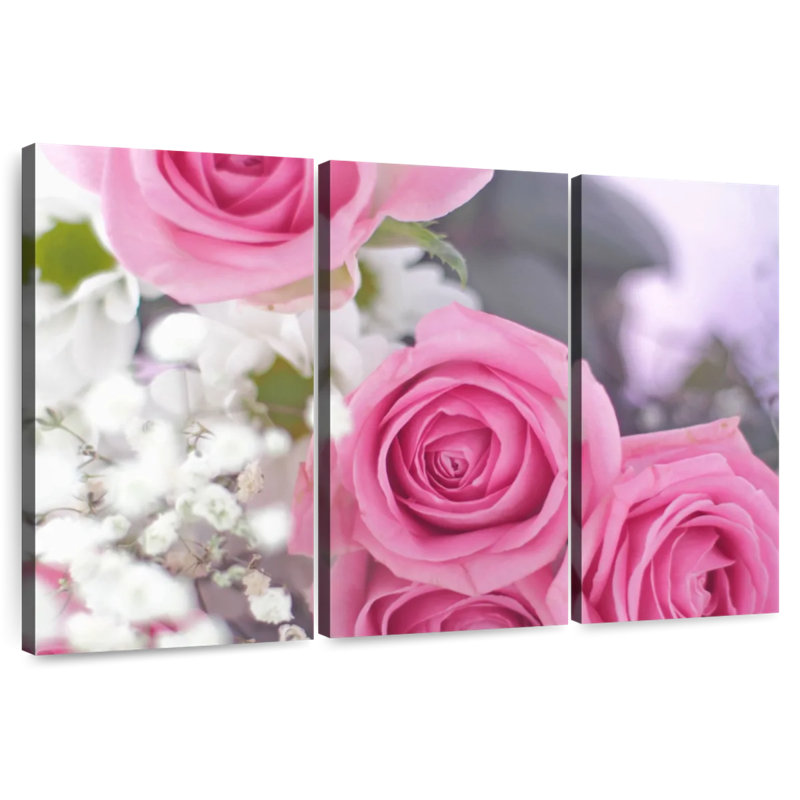 Harnek en fleurs rose clair, H 28 po x l 45 po