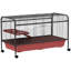 Cage pour petits animaux de 48 po, clapier à lapins ou maison pour furet avec mangeoire Pawhut, roulettes, plateforme, rampe