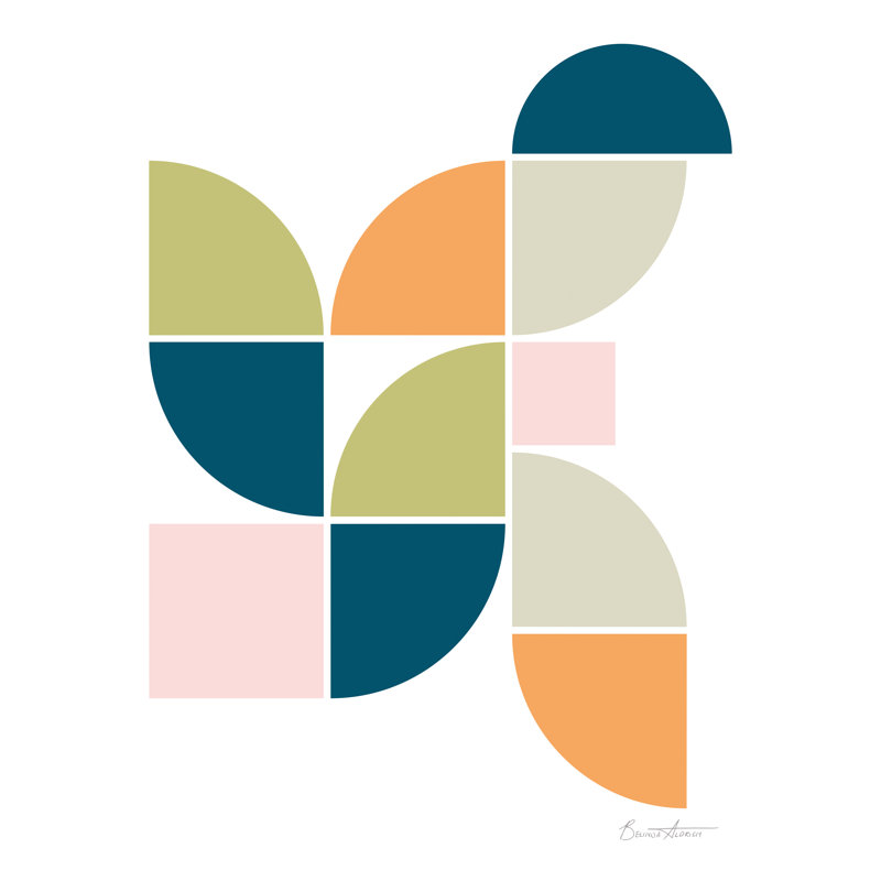 «Flormaria Mid Century Geo I» sur toile par Belinda Aldrich, H 40 po x l 30 po
