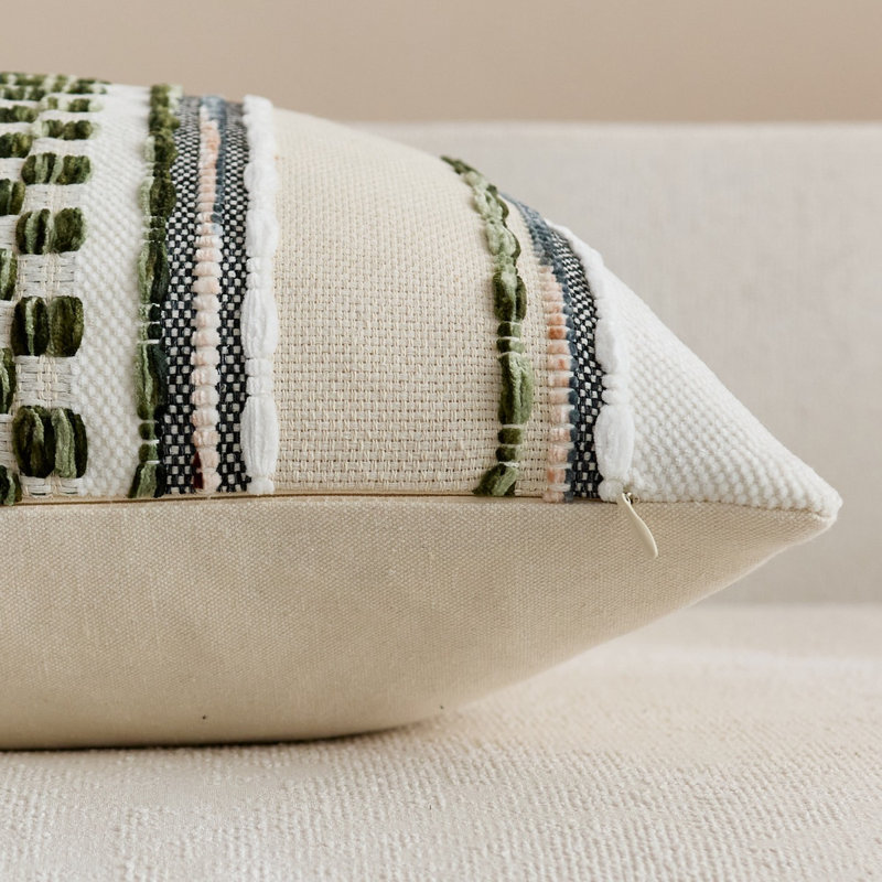 Housses de coussin décoratives Boho 18 x 18 pouces Boho, Vert rayé