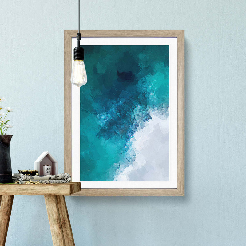 Beach In Swanbourne Australia In Abstract - Single Picture Frame Painting, Oak Framed, 63cm H x 45cm W x 2cm D