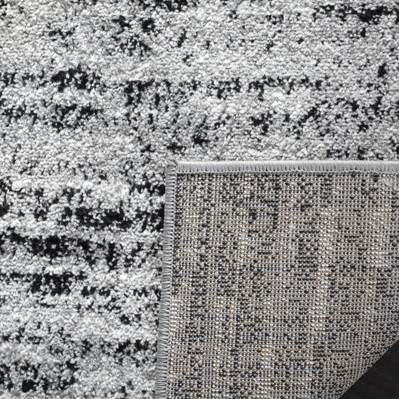 Riebe Abstract Black/Silver Area Rug, Rectangle 6' x 9'