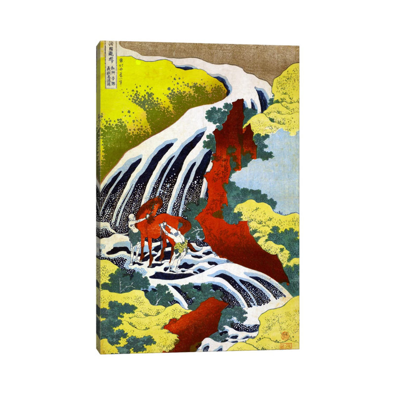 Yoshitsune Falls by Katsushika Hokusai - Wrapped Canvas Print, 20.32 cm H x 30.48 cm W
