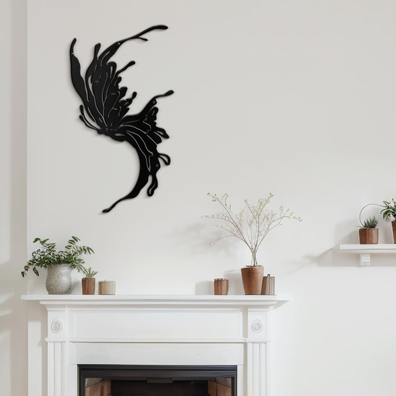 Décoration murale en métal doré minimaliste moderne abstrait, H 24 po x l 16 po x P 0,05 po, Noir
