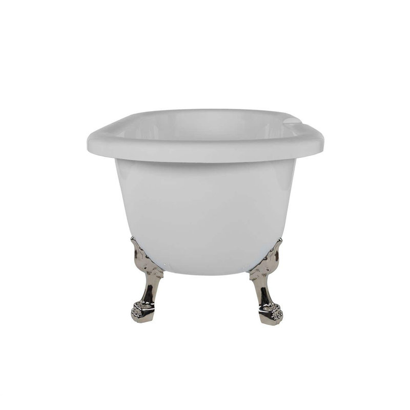 66.75'' x 30'' Freestanding Soaking Acrylic Bathtub, White / Polished Nickel
