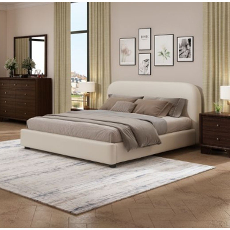 Arden Beige Fabric  Bed, Fabric/Plastic/Synthetic Wood, King