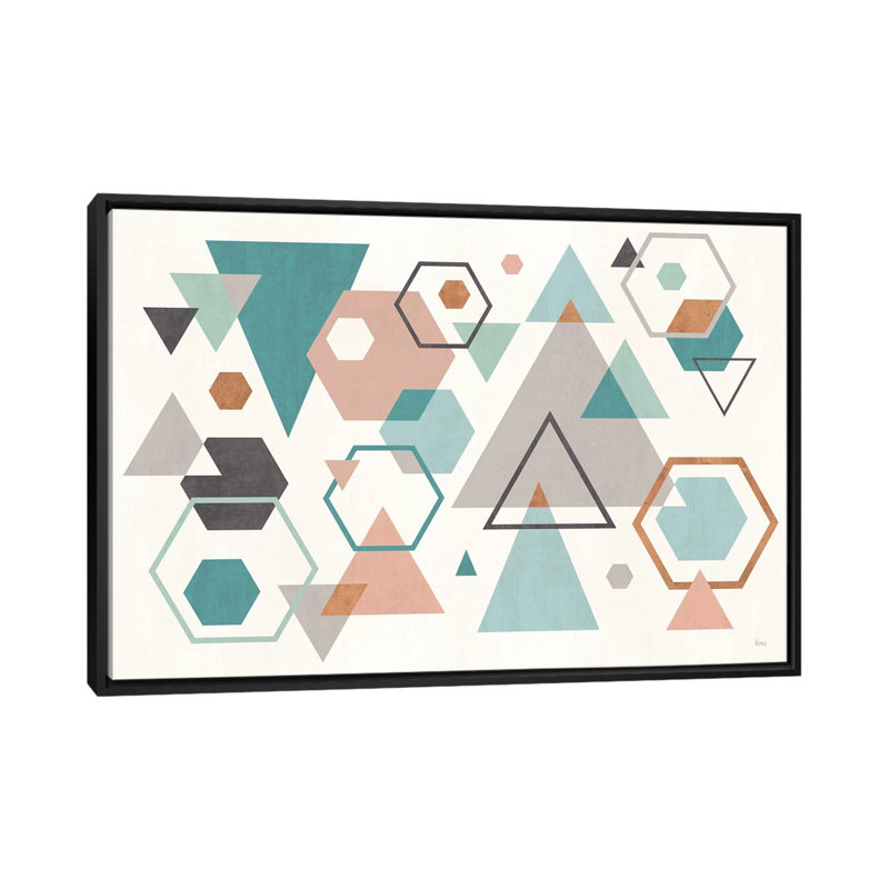 « abstract geo i », impression sur toile, H 18 po x l 26 po x P 1,5 po, Toile avec cadre noir, Pas de tapis