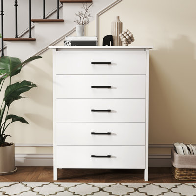 Modern 5 Drawer Chest Storage Dresser Cabinet With Metal Handles by Ebern Designs