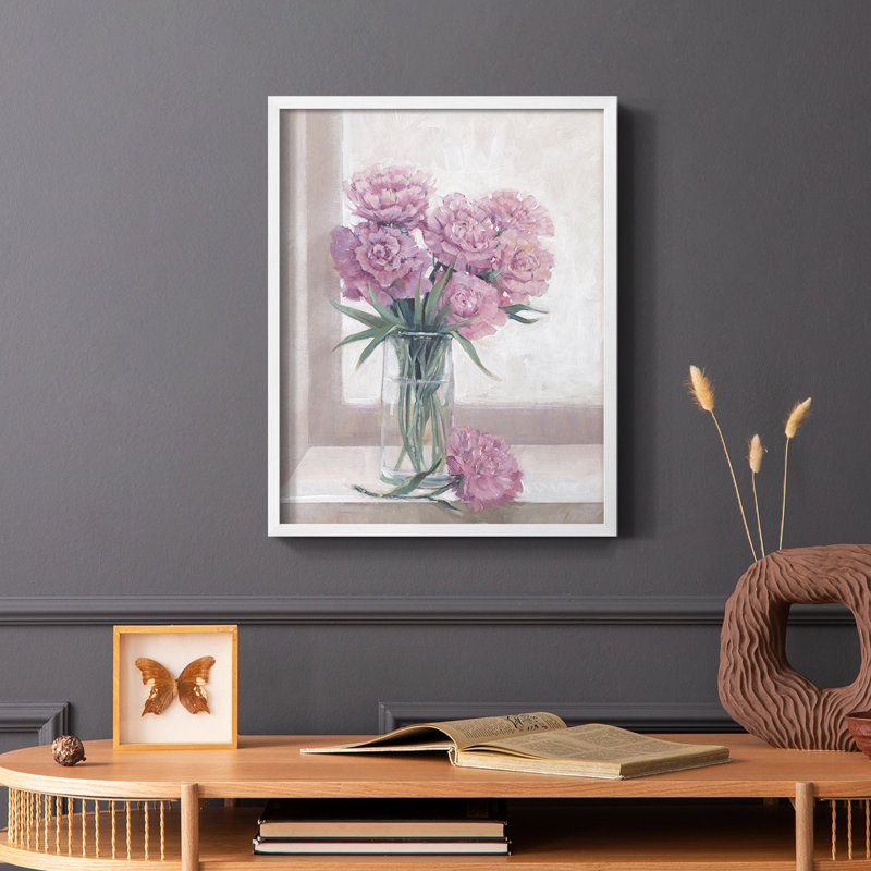 Windowsill Floral II Framed Print - Solid Wood, White, 28" H x 22" W