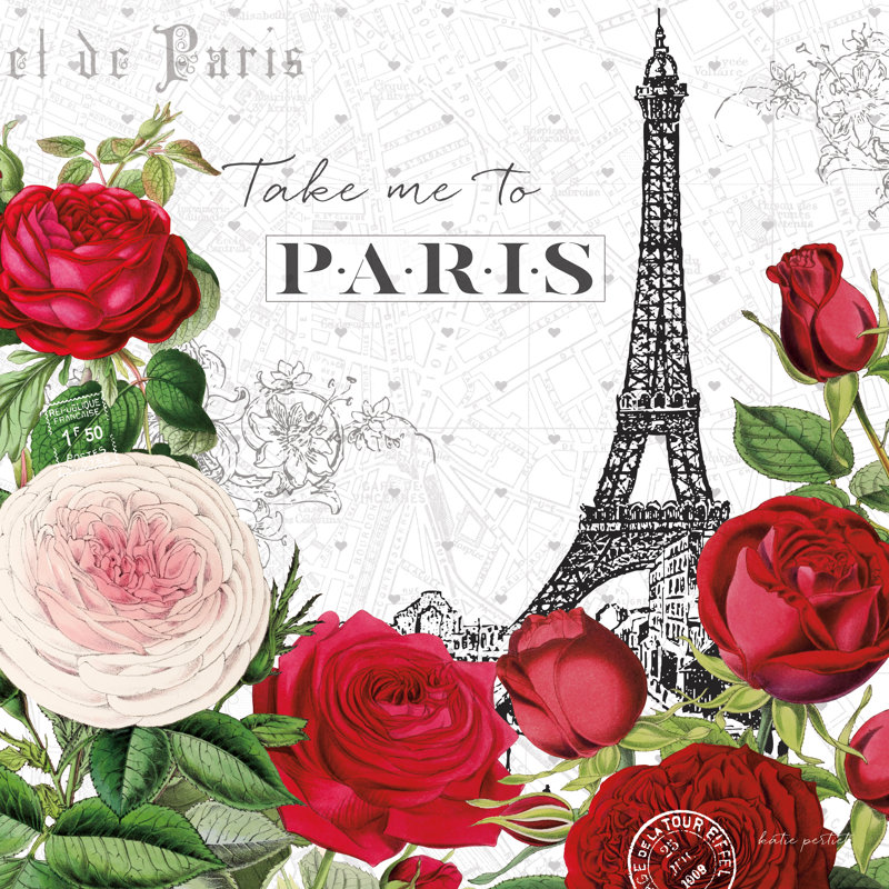 «Rouge Paris III Black» par Katie pertiet, Non, H 20 po x l 20 po x P 1,25 po, Cadre photo noyer