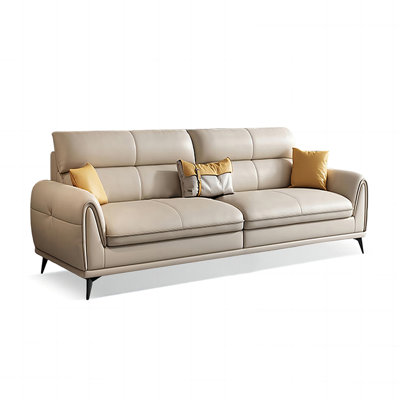 Khaki Genuine Leather Standard Sofa cushion Loveseat