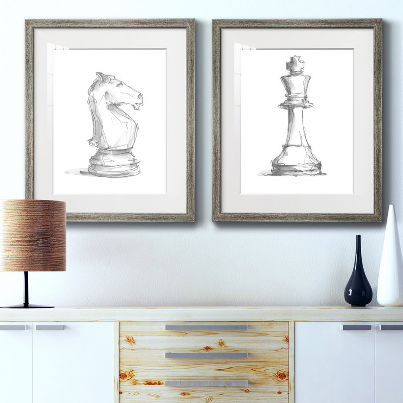 Chess Room Study I, reproduction encadrée de qualité supérieure - prête à être accrochée