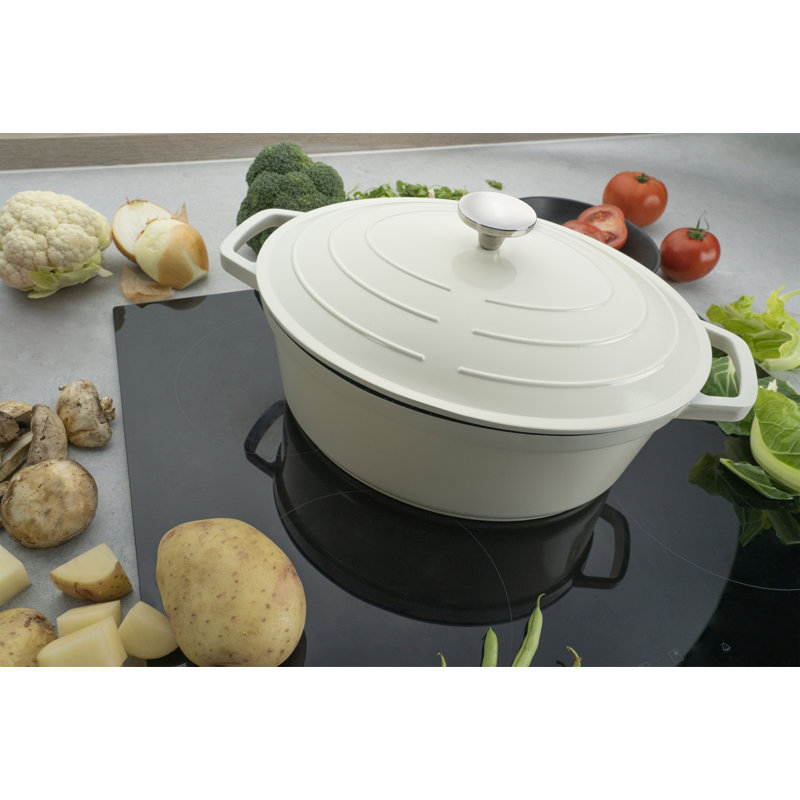 Grunwerg Commichef Non-Stick Cast Aluminum Round Dutch Oven, Cream, 2.8l