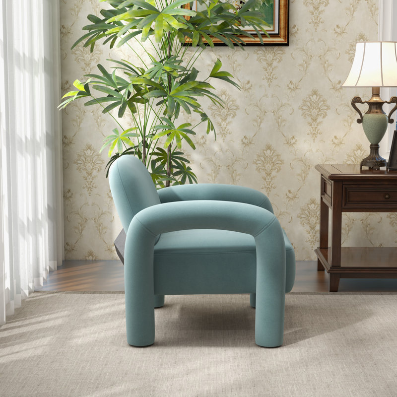 Fauteuil Iryanna, Velours bleu, 2