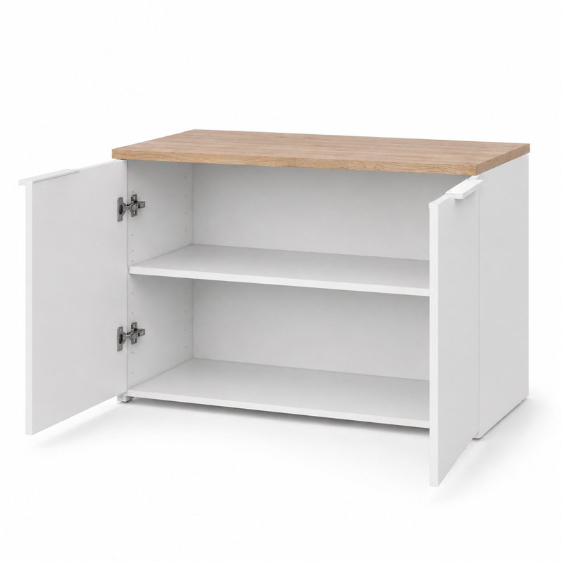 80cm Sideboard, White and Sonoma Oak