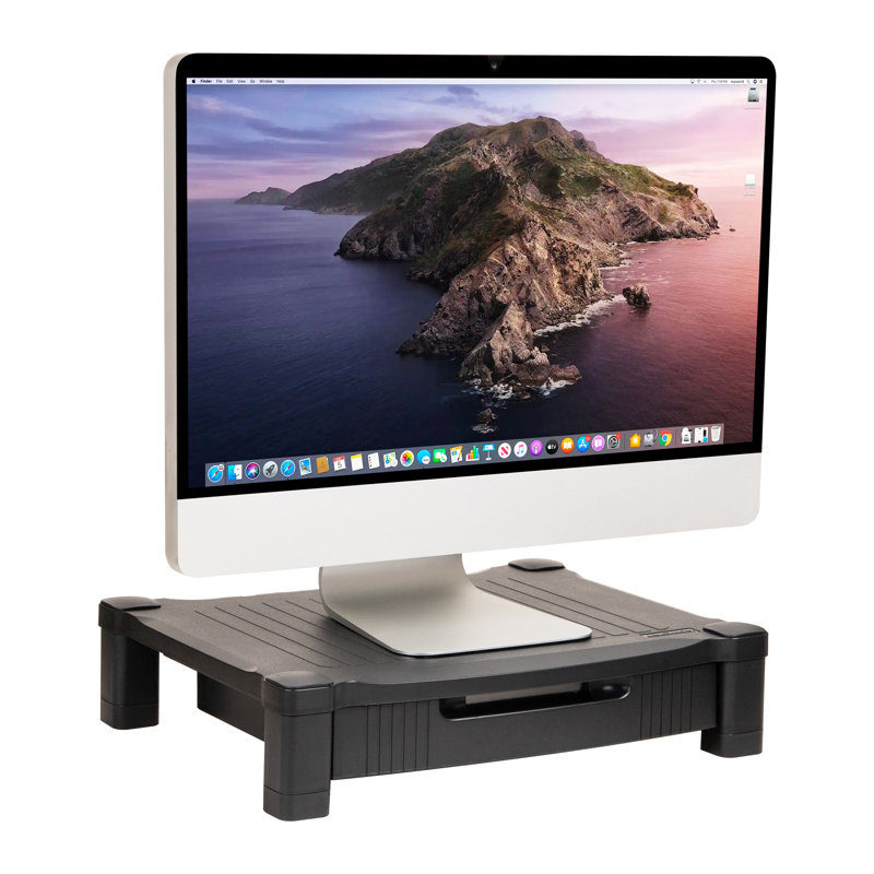 Monitor Stand, Storage Drawer, Desktop Organizer, Laptop Riser, Office, Black