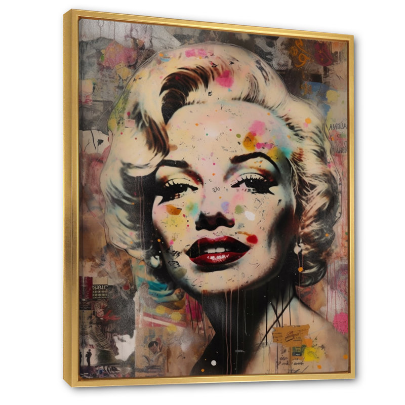 Portrait rétro de Marilyn - impression, H 40 po x l 30 po x P 1,5 po, Cadre flottant doré