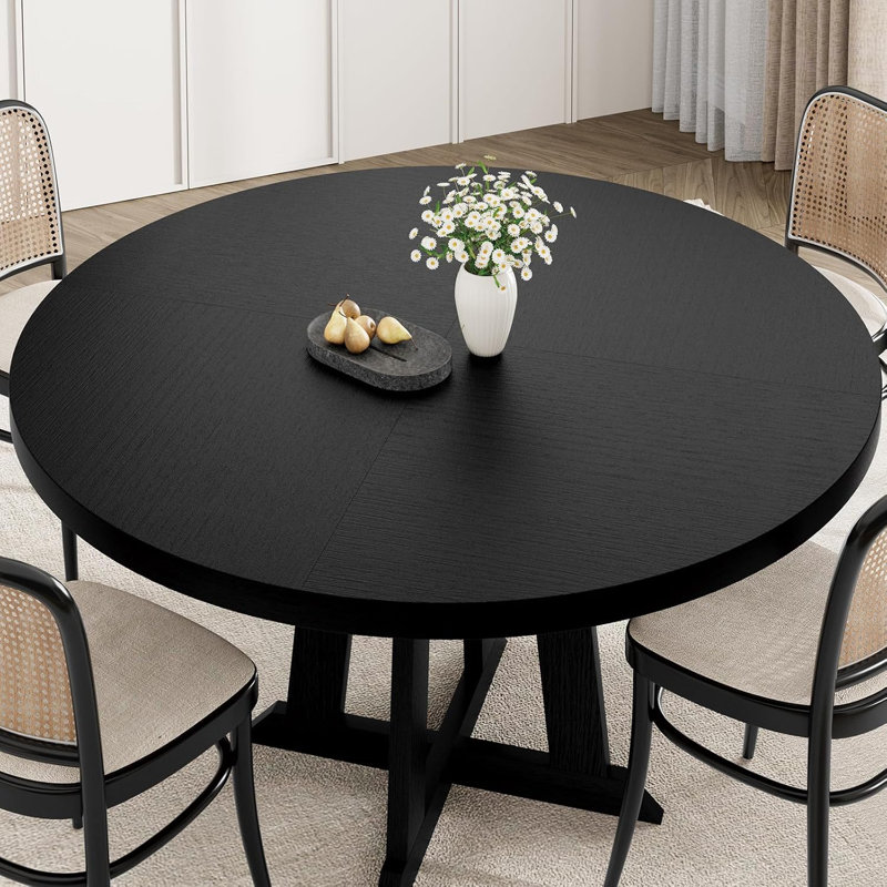 Table de salle à manger pour 4 à 6 personnes, table de salle à manger ronde de 47 pouces, table de cuisine avec pieds robustes