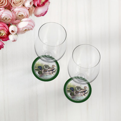 Sous-verres ronds en cuir vert